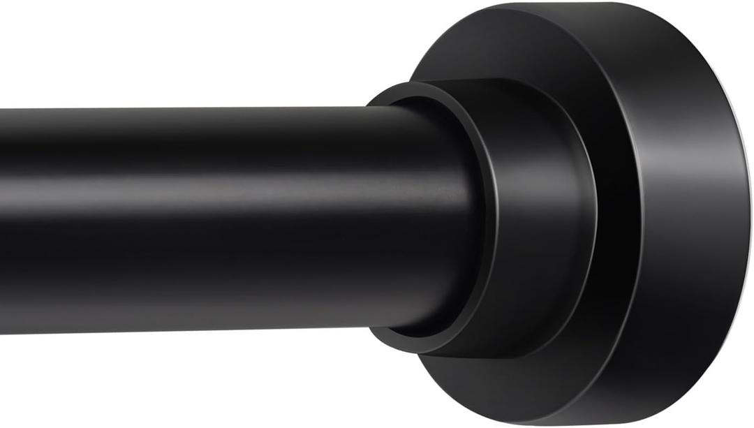 YNL Shower Curtain Rod 34-82 (2.8-6.8ft) Inches, Adjustable Spring Shower Rod No Drilling, Non-Slip, Never Rust, Stainless Steel, Suitable for Bathroom Window Living Room, Matte Black (M:34-82")