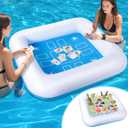 Pool Inflatable Game Table with Waterproof Playing Cards(35.5 inches35.5 inches,Blue/White)