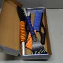 EcoNour 27" Car Snow Brush and Ice Scrapers for Car Windshield (2 Pack) | Scratch Free Bristle Head Snow Brush & Tough Window Snow Scraper with Aluminium Body | Snow Removal Winter Car Accessories (Blue & Orange)