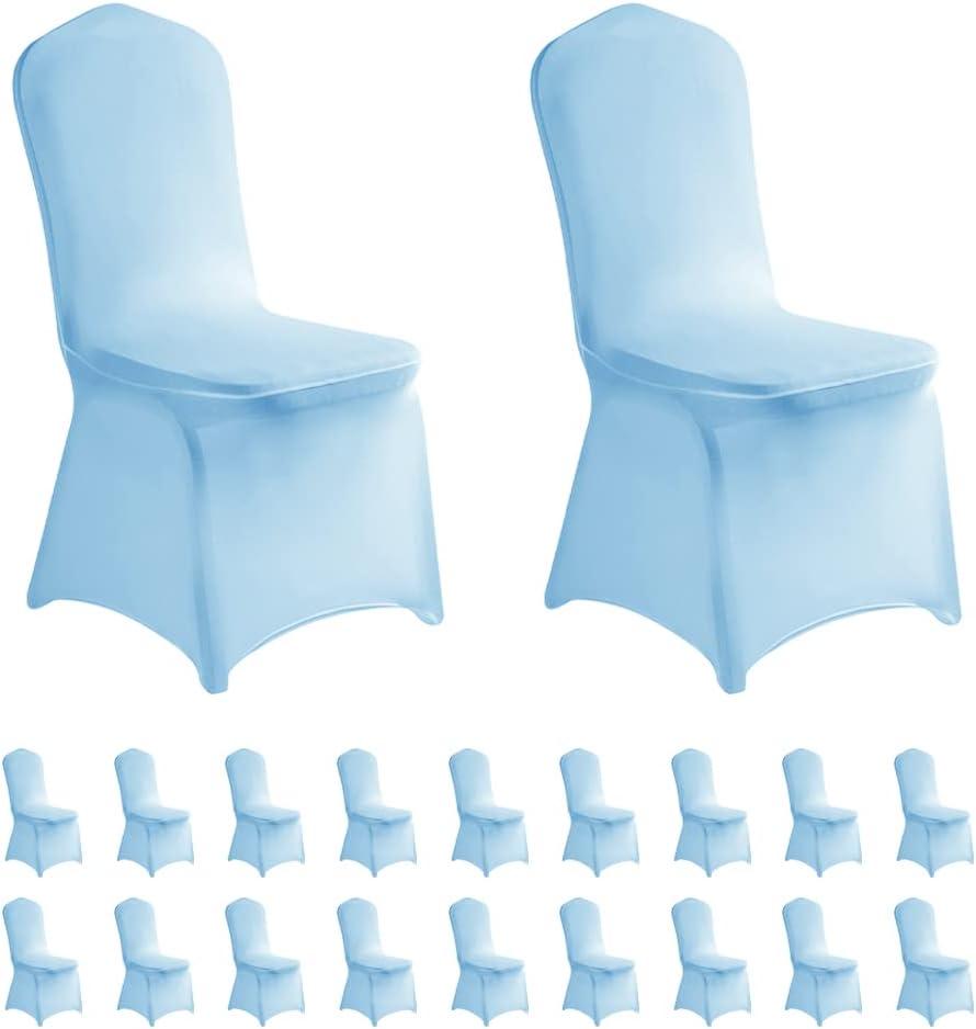 LZY 20pcs Spandex Chair Cover Stretch Slipcovers for Wedding Party, Dining Banquet Chair Decoration Covers (Blue Mist, 20)