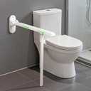 26.8 INCH Flip-Up Toilet Grab Bar with Support Leg, Wall-Mounted Safety Rail for Bathroom, Night Glow Strips on Both Sides, Folding Handrail for Elderly & Disabled