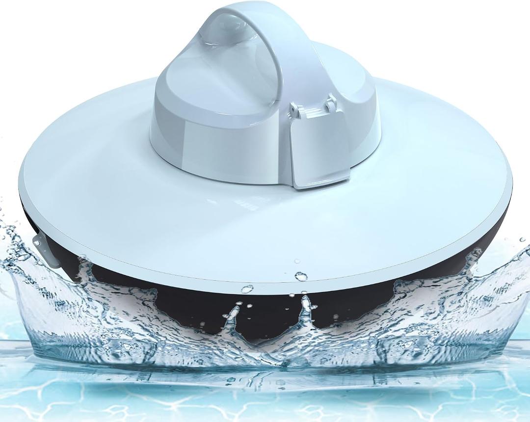 Robotic Pool Cleaner, Cordless Pool Vacuum with Dual-Drive Motors, Top Handle, Self-Parking Technology, Lightweight, Perfect for Above-Ground/In-Ground Flat Pools up to 645sq.ft (Lasts 90 Mins)
