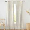 NICETOWN Flax Linen Living Room Curtains, Rod Pocket & Back Tab Semi Sheer Linen Drapes Privacy Added with Light Filtering for Bedroom/Living Room, Natural, 2 Panels 40×84" 