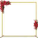 Wedding Arch 6.6FT x 6.6FT Square Backdrop Stand Gold Metal Balloon Arch Stand for Ceremony Wedding Arches for Ceremony Birthday Party Bridal Shower Anniversary Decoration (6.6FT x 6.6FT, Gold)