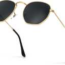KALIYADI Sunglasses for Women and Men, Polarized Square UV Protection, Trendy Metal Frame Hexagon Sunglasses (Ab3 Gold/Grey (Glass Len|non Polarized|hexagonal))