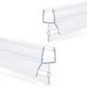 Shower Door Bottom Seal Strips 2PCS, 36 Inch Long Ultra Clear Vinyl Seal Strips with Sweep for 1/4"(6mm) Thick Frameless Glass Door, to Stop Water Leak