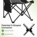 LET'S CAMP Oversized Outdoor Folding Camping Chair, 2 Pack Heavy Duty Arm Chairs with Cup Holder and Storage Bag, 350 LBS Weight Capacity, Grey