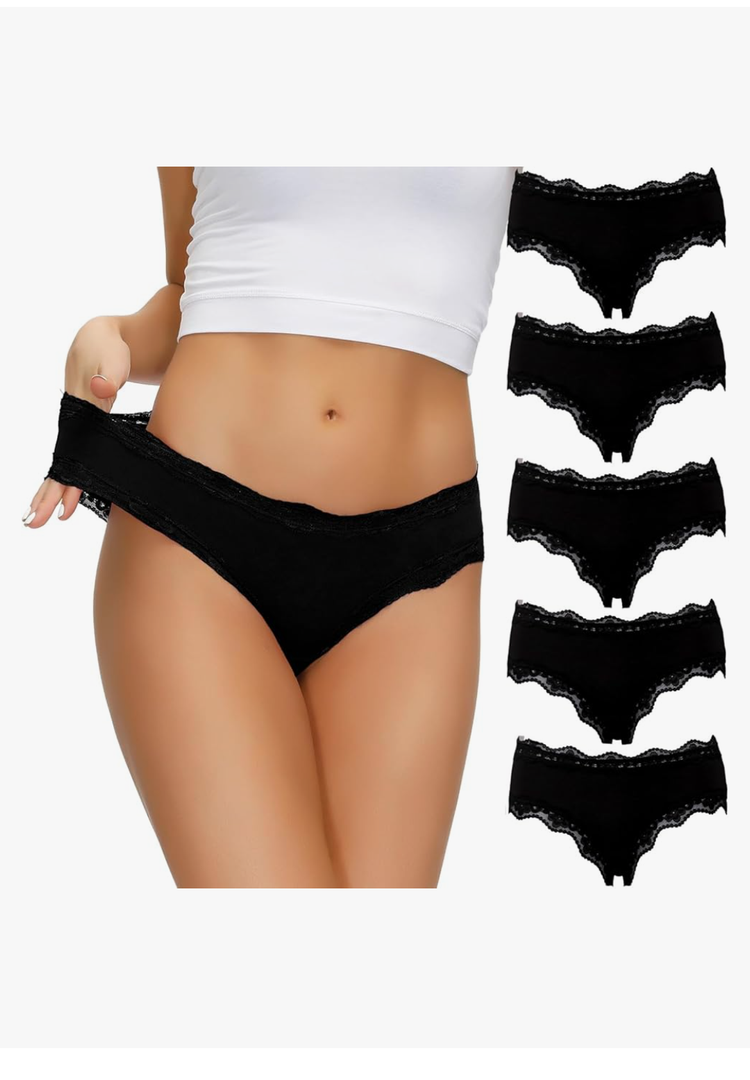 LYYTHAVON Women’s Underwear Soft Breathable Cotton Brief Ladies Panties 5-Pack, Size M