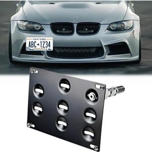 Drill-Free Front Tow Hook License Plate Frame for BMW E82 E88 128i 135i 1M E39 E90 E91 E92 E93 328i 335i M3 X5 X6 Relocator Holder Front Bumper Frame (E Chassis)