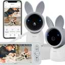 ARENTI Baby Monitor with 2 Cameras, Cry&Motion Detection, 2K Smart Baby Camera with 5'' Upgraded Wireless Display, 2 Way Audio, Super Night Vision, Lullabies, Breathing Light, Temp&Humidity Sensor (grey)