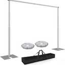 Heavy Duty Backdrop Stand, 8.5ft x 10ft Pipe and Drape Backdrop Stand Kit with Metal Flat Base, Adjustable Background Support System for Wedding Party Birthday Photoshoot Decoration - Silver