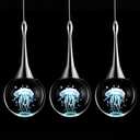 CHYING 3 Pack Mini Modern LED Pendant Lights Kitchen Island, Chrome 5W Crystal Globe Jellyfish Pendant Lighting for Dining Room Bathroom Bedroom Entry Foyer Bar, 6000K Cool White