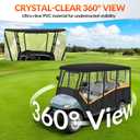 Golf Cart Enclosure for 6 Passenger, 600D Waterproof Golf Cart Rain Cover with Clear PVC Windshields, Compatible with Club Car & EZGO, Fits Extended Roof, Roll-Up Doors & Windproof Straps