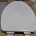 Mayfair Linden Slow Close Toilet Seat, Non Slip Heavy Duty Wood, Easy Install, Elongated, White