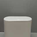 IEEK 12 Liter Rectangular Plastic Trash Can with Press Top Lid,White Modern Wastebasket Thin Trash Cans,3.2 Gallon Garbage Container Bin for Bathroom,Bedroom,Kitchen,Office and Powder Room