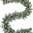 WBHome Pre-lit 9 Feet/106 Inch Christmas Garland with 100 LED Lights Holiday Decorations, Battery Operated (Batteries NOT Included)