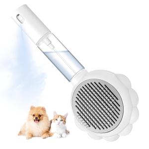 Cat Hair Brush for Shedding, 3-in-1 Pet Spray Hair Removal Comb with Visual Spray & Release Button, Waterproof Dog Grooming Brush for Furry Pet (White)
