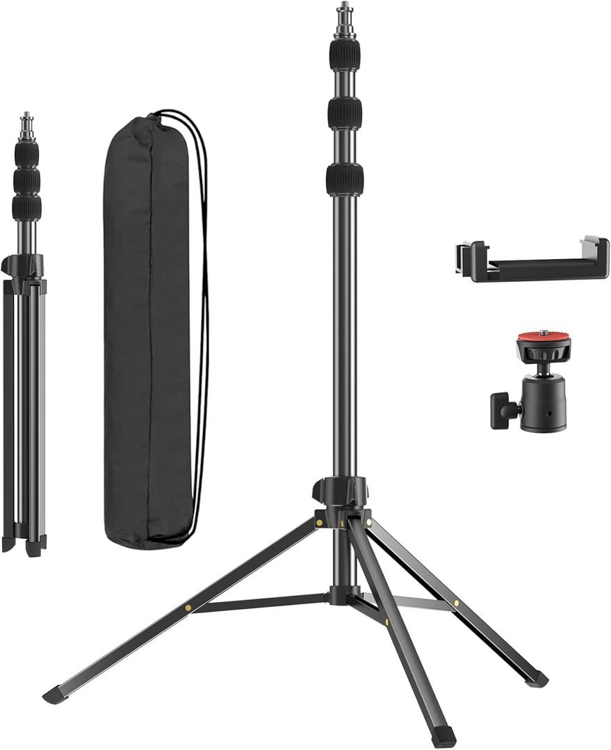 Lightweight Tripod for Ring Light Phone Camera, Extendable 5.74 Feet Aluminum Photography Light Stand with Ball Head, Protable Stands for TikTok YouTube Video Recording