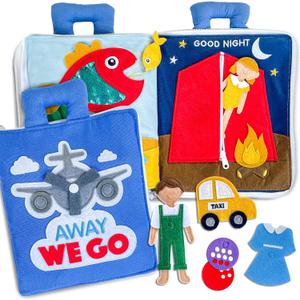 Curious Columbus Quiet Book  Away We Go Busy Book for Toddlers, Montessori Airplane Travel Toy for Preschool and Early Learning