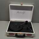 Turntable Vinyl Record Player 3-Speed Suitcase Portable Belt-Driven Record Player with Built-in Speakers RCA Line Out AUX in Headphone Jack Vintage White