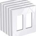 BESTTEN 5 Pack Screwless Decorator Wall Plate, 2 Gang Decorative Outlet Cover, USWP6 Gloss Snow White, H4.69 x W4.73, Faceplate Cover for Receptacle Outlet & Switch, UL Listed