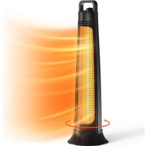 FLOWBREEZE Outdoor Patio Heater, 1200W, 3S Instant Heating, Portable Infrared Heater with 60Oscillating, 3H Timer, Tip-over&Overheat Protection, SuperQuiet Electric Heater for IndoorOutdoor Use, Onyx