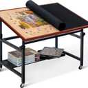 Lavievert Jigsaw Puzzle Table with Cover, Angle & Height Adjustable Puzzle Board Easel with Open Storage Shelf, Large Tilting Table with 4 Rolling Wheels for Up to 1500 Piece Puzzles