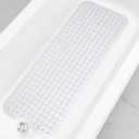 Linoows Bathtub and Shower Mats, 40x16 Inch Extra Large Non Slip Soft Bath Tub Mat with Suction Cups and Drain Holes for Bathroom Floor and Keep Tubs Clean, Machine Washable, White