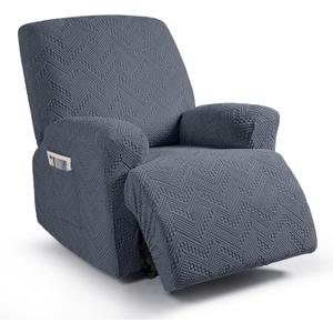 Ruaozz Recliner Sofa Covers Recliner Chair Covers Recliner Covers for Reclining Chair with Pockets Washable Furniture Protector with Elastic Bottom (1 Seater, Grey)