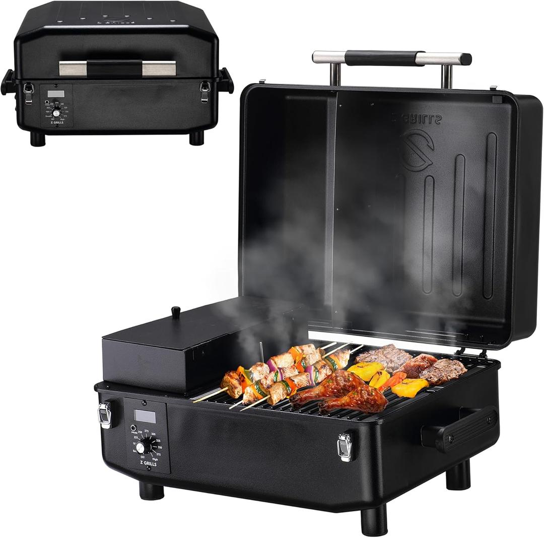 Z GRILLS 200A Table Top Wood Pellet Grill, Pellet Smoker with PID V2.1 Controller, Meat Probes, 202 sq.in Cooking Area, Fit for RVs, Road Trips & Apartments