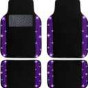 NBTEPEM Purple Violet Bling Car Floor Mats Full Set, Universal Fit Most Cars,SUV, Trucks, 4 pcs Sparkle Glitter Diamond Carpet for Women Girls with Anti-Slip Pad (Purple Violet Diamond)