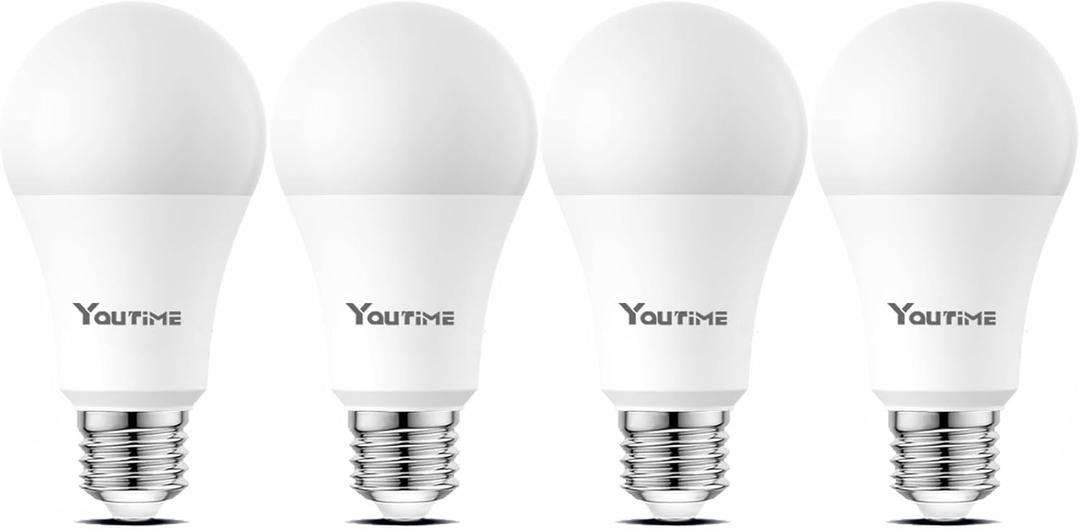 3500K LED Light Bulbs A19 100 Watt Equivalent (Not Dimmable), Natural White, 1600 Lumens, E26 LED Bulbs 15W, Energy Saving Light Bulb for Living Room (4 Pack)