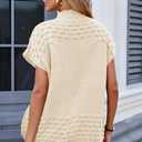 Cakulo Womens Oversized Sweater Vest Mock Neck Pullover Sweaters (Beige)