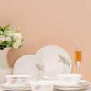 Artistic Gilt Porcelain Dinnerware Set with Fireproof Porcelain, Glazed Figure Inside, Jingdechen Crafts, Service for 4 (Maple Leaf)