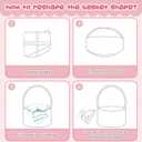 OIAHOMY Gift Basket with Handle, Personalized Baby Basket for Kids, Woven Rope Gift Empty for Toys, Baby Treasure Hunt Baskets with Wooden Card for Boys and Girls - Pink