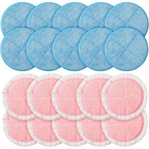 Irenare 20 Pack Electric Mop Pads Spin Replacement 7.28 Inch Round Mop Pads for Floor Cleaning Reusable Washable Electric Spin Replacement Supplies for Kitchen Floor Cleaning(Classic Color) (Pink, Blue)