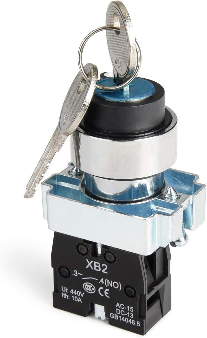 APIELE 22MM 2 Position Key Switch 1NO XB2-10Y/21 (2 Position Maintained)