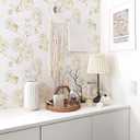 Safiyya 118"x17.3" Peel and Stick Wallpaper Gold and White Contact Paper Rose Floral Wallpaper Self Adhesive Removable Wallpaper for Bedroom Covering Vinyl Rolls