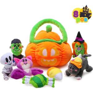 JOYIN Baby's Pumpkin Halloween Playset with 8 Fun Play Pieces, Plush Goodie Bags Stuffers Fillers for Kids, Halloween Party Favors Supplies Decoration, Prizes and Gifts for Infants Boys and Girls