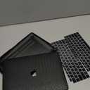 KEROM Compatible with Crocodile MacBook Air 13 inch Case 2021 2020 2019 2018 M1 A2337 A2179 A1932, Textured Elegant Luxury Aligator Skin Snakeskin PU Leather Hard Shell & Keyboard Cover, Black