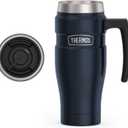 THERMOS Stainless King VacuumInsulated Travel Mug with Handle  16oz, Midnight Blue  Thermos Tumbler for Hot & Cold Drinks  Leak & SweatProof Stainless Steel Coffee Mug with Lid for Commuting