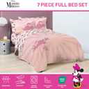 Disney Minnie Mouse Full Size Comforter Set - 7 Piece Bedding Includes Sheet Set & Pillow Covers - Super Soft Cozy Pink Bedding
