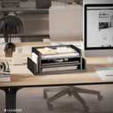 Ballucci 3-Tier Desk Organizer with 2 Side Mail Sorter Slots, Wood Letter Tray, Open Top Paper Organizer, Desktop File Organizer, Black (16.5" x 9.5" x 6.5")