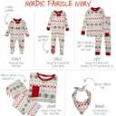 Butterblu JAMIE Matching Family Jammies Christmas Pajamas Organic Cotton PJs Womens, Mens, Kids, Toddlers, Baby, Pets (0-3 Months, Nordic Fair Isle Ivory)