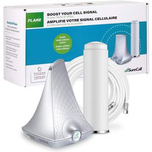 SureCall Flare Cell Signal Booster for Working from Home up to 2500 sq ft, Boosts 5G/4G LTE, Omni Outdoor Antenna, Multi-User All Carrier, Verizon AT&T Sprint T-Mobile, FCC Approved, USA Company