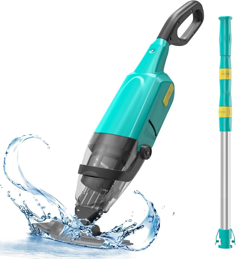 EFURDEN Pool Vacuum for Above Ground Pool, Cordless Handheld Rechargeable Pool Cleaner with Running Time Up to 60 Minutes for Sand and Debris, Ideal for In-Ground Pools, Spas, and Hot Tubs (Green)