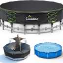 Uirway 12ft Round Pool Cover 600D Upgraded for Above Ground Pools, Solar Pool Cover with Windproof Reflective Lace-Up Drawstring, Swimming Pool Covers UV Protection, with Anti-Slip Straps