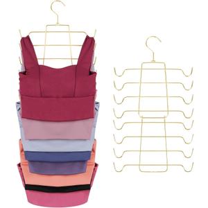 ZEDODIER 4 Pack Space Saving Bra Hangers, Non-Slip Tank Top Hanger, Closet Organizers and Storage for Camisoles Tank Tops Bras Ties Swimsuits Strappy Dress, Gold (4 Pack, Gold)