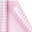 WRAPAHOLIC 30 Inch Reversible Wrapping Paper Roll - Jumbo Roll Pink and White Plaid Design for Birthday, Holiday, Wedding, Baby Shower and More Occasions - 30 Inch x 33 Feet