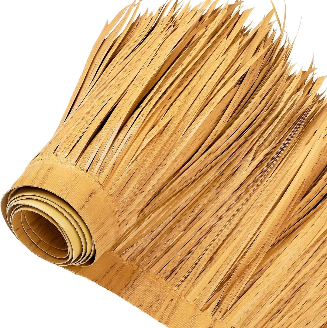 Mexican Tiki Hut Grass Skirting Roof Tiki Bar Grass Duck Blind for Thatch Roofing Bar Decorations Roll Palm Palapa Straw Thatch Roof for Fence Party(Spotted Yellow,79 x 15 Inch)